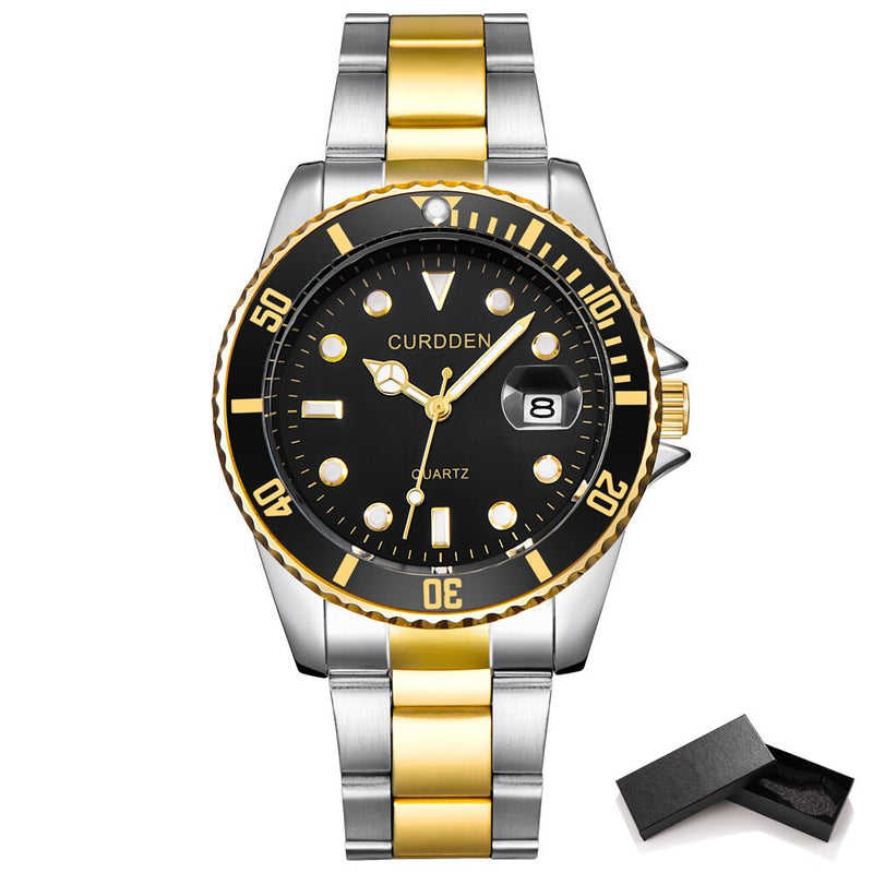 Free Dropping Role Watch Men Quartz Mens Watches Top Luxury Brand Watch Man Gold Stainless Steel Relogio Masculino Waterproof