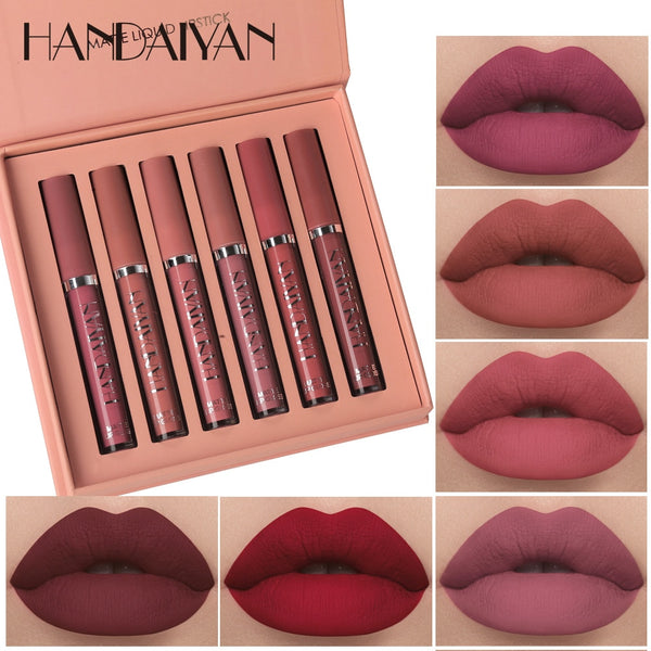 4/6PCS Women Fashion Pumpkin Color Matte Velvet Lipstick Set Moisturizer Sexy Lip Stick Makeup Beauty Cosmetic