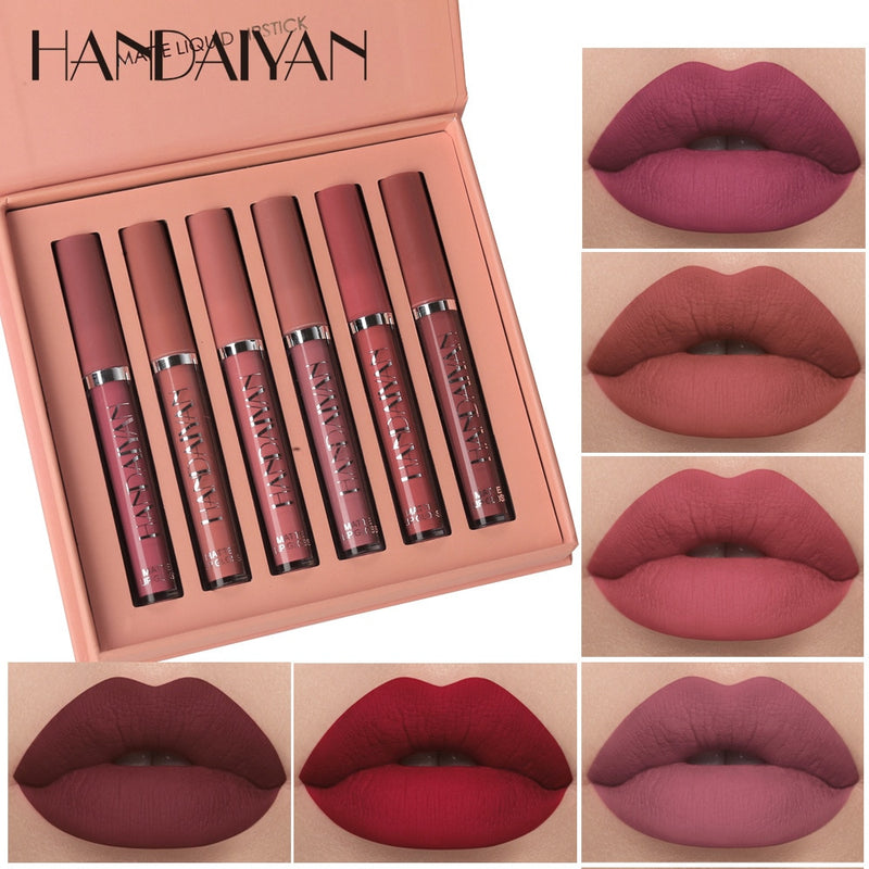 4/6PCS Women Fashion Pumpkin Color Matte Velvet Lipstick Set Moisturizer Sexy Lip Stick Makeup Beauty Cosmetic