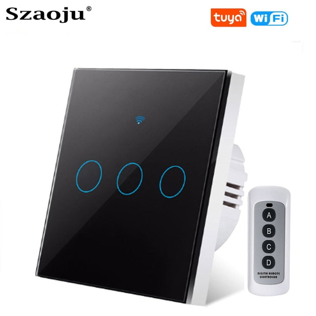 Wifi EU Wall Touch Switch Smart Light Switch 1/2/3 Gang  No Neutral Wire Required Tuya Smart Life Home Support Alexa Google Home