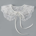 Royal Style Cotton Fake Collar Shawl Wrap Hollow Out Floral Lace Ruffled Trim Necklace Pointed Triangle Lapel Blouse