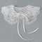 Royal Style Cotton Fake Collar Shawl Wrap Hollow Out Floral Lace Ruffled Trim Necklace Pointed Triangle Lapel Blouse