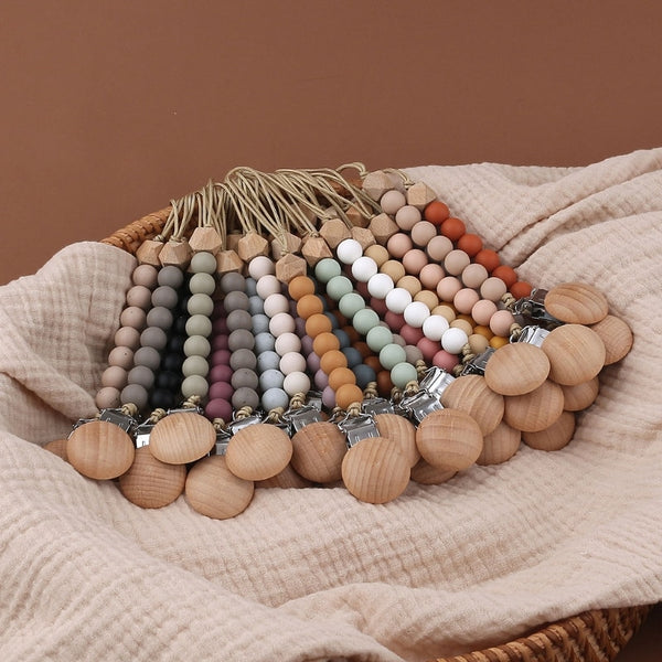 Pacifier Clips Chain Silicone Beads BPA Free DIY Dummy Clip Holder Soother Chains Baby Teething Toys Chew Gifts