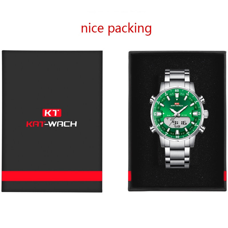 KAT-WACH Watch Male 2022 Sports Digital Watches Men Waterproof Steel Military Quartz Watch For Men Wristwatch Relogio Masculino