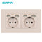 SRAN eu 2gang Power socket,16A electrical plug grounded Hide LED indicator,double Socket with USB, 146*86mm pc panel wall socket