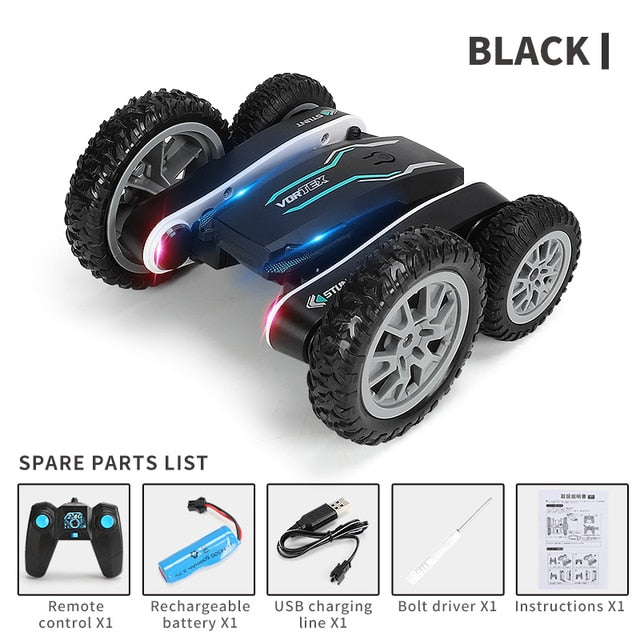Roclub 4WD RC Car 2.4G Radio Remote Control Car 1:24 Double Side RC Stunt Cars 360° Reversal Vehicle Model Toys For Children Boy