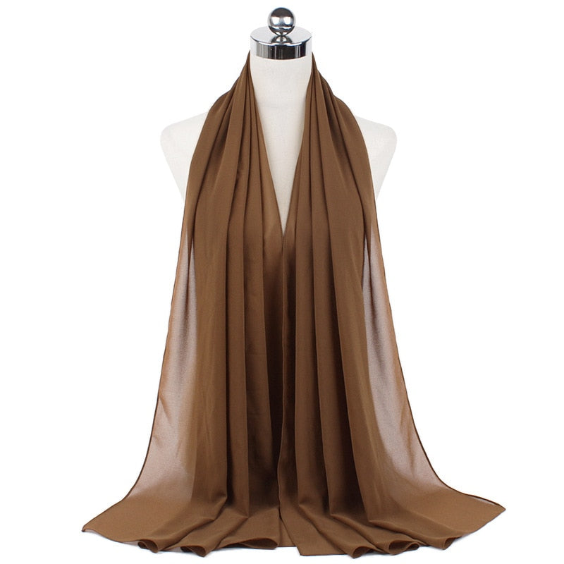Muslim new Bubble Chiffon Hijab Scarf Women Solid Color Soft Long Shawls and Wraps Georgette Islamic Head Scarves Ladies Hijabs