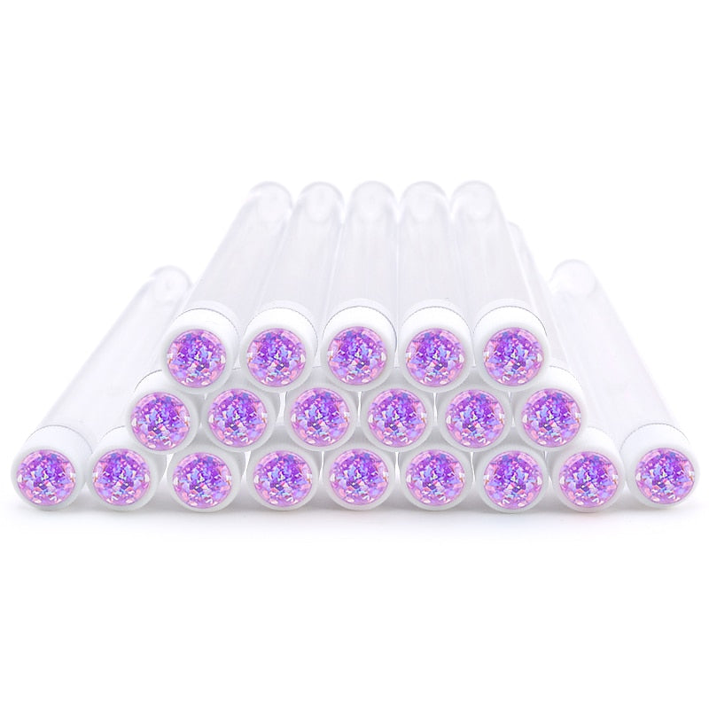 20pc Reusable Eyebrow Brush Tube Leopard Serpentine Diamond Flask Mascara Wand Dust-proof Eyelash Extension Supplies Makeup Tool