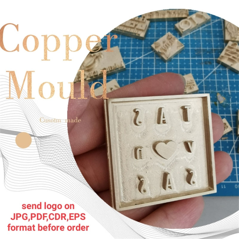 Customized LOGO Leather stamp Copper Brass Wood Paper Skin Bread Cake Die Heating Emboss Mold Letter Metal Stamp Brand iron skin