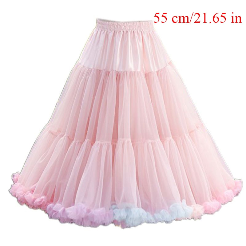 Women Lolita Cosplay Petticoat A-Line Puffy Tutu Skirt Layered Tulle Ballet Dance Pettiskirts Big Bowknot Underskirt