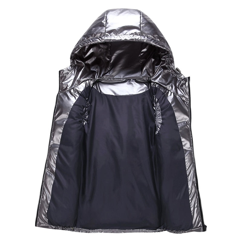 Women Winter Vests Hooded 2022 New Short Bright Color Vest Cotton Padded Jacket Sleeveless Female Winter Waistcoat Vest