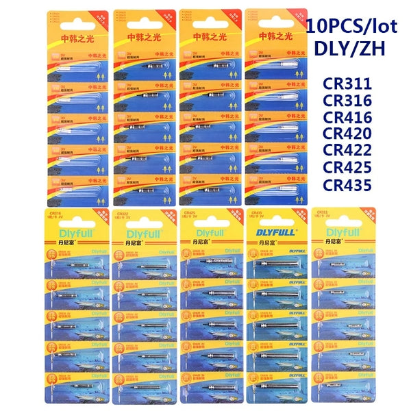 10pcs/lot CR311 CR316 CR322 CR416 CR420 CR425 CR435 DLY ZH Floats Lithium Pin Luminous Electric 3 Votage Fishing Tools Tackle