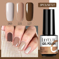 LILYCUTE 3 PCS Gel Nail Polish Set Nude Pink Glitter Sequins Matte Effect Gel Long Lasting Base Top Coat Nail Art Design Hybrid