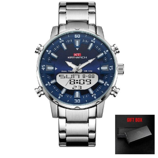 KAT-WACH Watch Male 2022 Sports Digital Watches Men Waterproof Steel Military Quartz Watch For Men Wristwatch Relogio Masculino