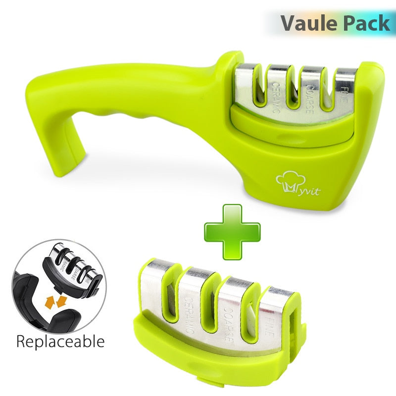 Knife Sharpener 4 in 1 Diamond Coated&amp;Fine Rod Knife Shears and Scissors Sharpening stone System Stainless Steel Blades