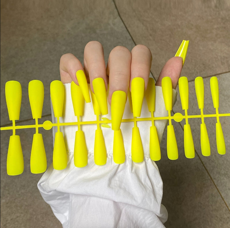 24Tips/Set Matte Super Long Coffin False Nail Artificial Fingernails Fake Nails Nail Beauty Finger Manicure Free Shipping Items