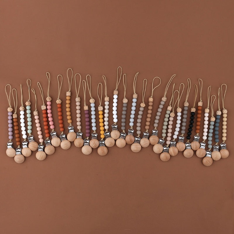 Pacifier Clips Chain Silicone Beads BPA Free DIY Dummy Clip Holder Soother Chains Baby Teething Toys Chew Gifts