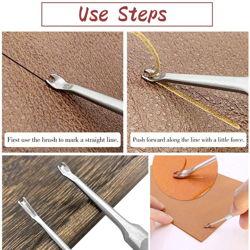 Leather Hole Punches 1+2+4+6 Prong DIY Diamond Lacing Stitching Chisel Set U/V Shaped Groover Leather Edge Beveler Skiving Tools