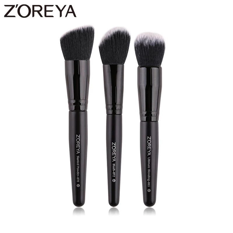 ZOREYA Black Makeup Brushes Set Eye Face Cosmetic Foundation Powder Blush Eyeshadow Kabuki Blending Make up Brush Beauty Tool