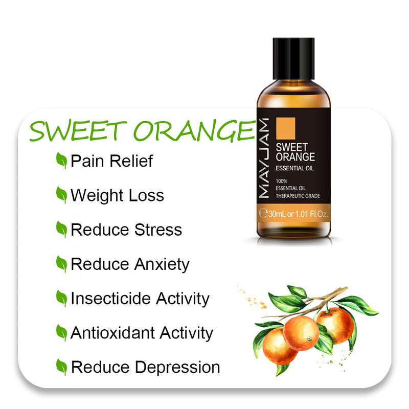 MAYJAM 10ml 30ml 100ml Essential Oils For Humidifier Diffuser Lavender Jasmine Eucalyptus Ylang Ylang Vanilla Tea Tree Aroma Oil