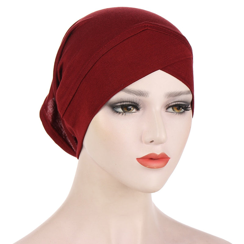 2022 Women Solid color Under Scarf Cap turban femme musulman Ready to wear hijab cap female headscarf bonnet muslim inner hijabs