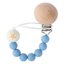 Baby Pacifier Chain Wooden Handmade Chain Silicone Wooden Plastic Clip  Baby Nipple Clips Teether Necklace baby Chew accessories