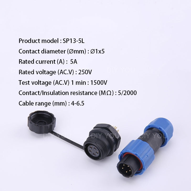 SP13 IP68 waterproof connector male plug &amp; female socket 1/2/3/4/5/6/7/9 pin panel Mount wire cable connector aviation plug