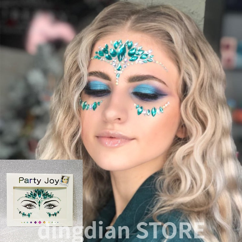 3D Sexy  face tattoo stickers Temporary tattoos  glitter fake tattoo  rhinestones for woman  Party face Jewels tatoo