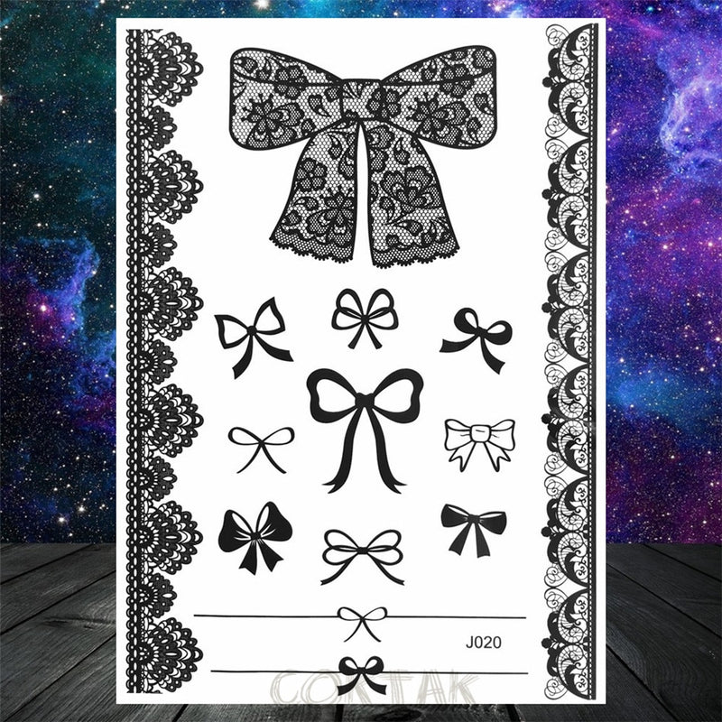 Sexy Black Henna Temporary Tattoos For Women Girls Body Art Decoration Fake Jewelry Chains Waterproof Mandala Flower Tatoos Kit