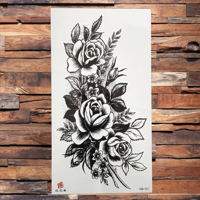 Watercolor Rose Flower Temporary Tattoo For Women Kids Girls Cherry Fake Tattoos Sticker Sexy Lotus Henna Waterproof Tatoo Waist