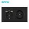 SRAN eu 2gang Power socket,16A electrical plug grounded Hide LED indicator,double Socket with USB, 146*86mm pc panel wall socket