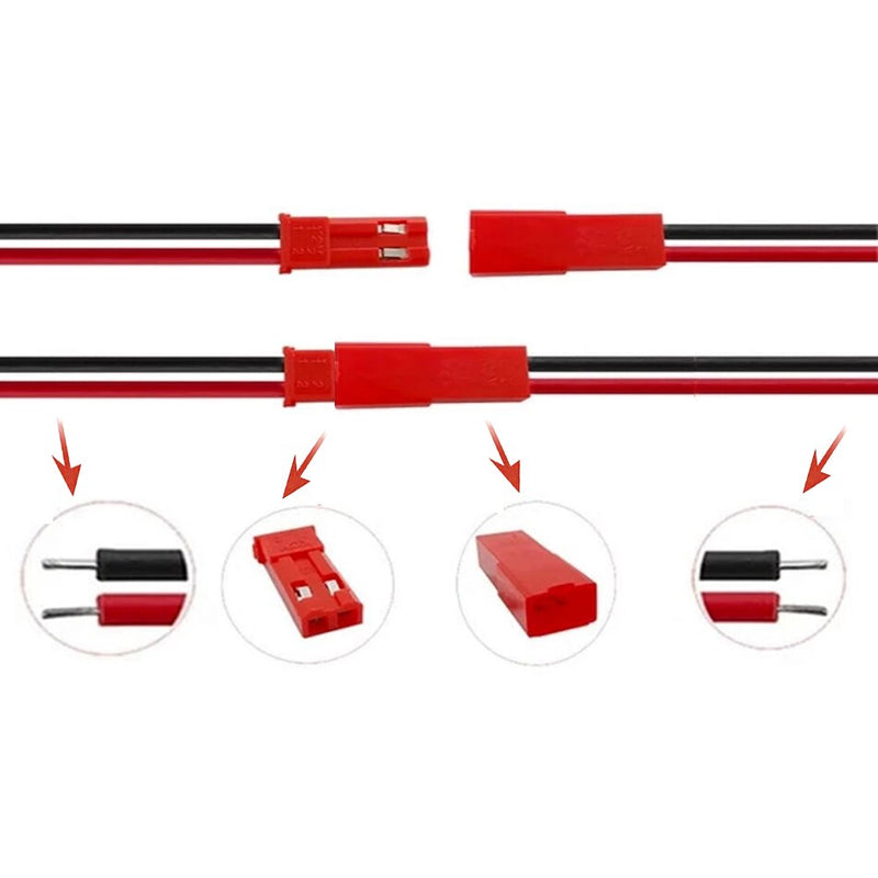 10Pairs 100mm 200mm 2 Pin JST Plug Connector Male+Female Plug Connector Cable Wire for RC Toys Battery LED Lamp