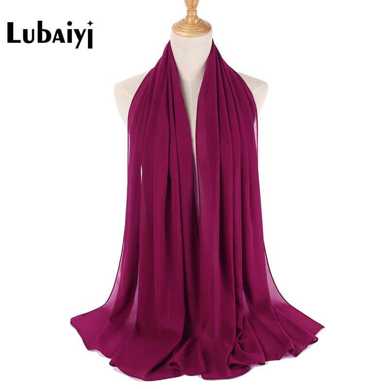 Muslim 2021 New Chiffon Hijab Scarf Women Solid Color Soft Long Shawls and Wraps Islamic Head Scarves Fashion turbante mujer