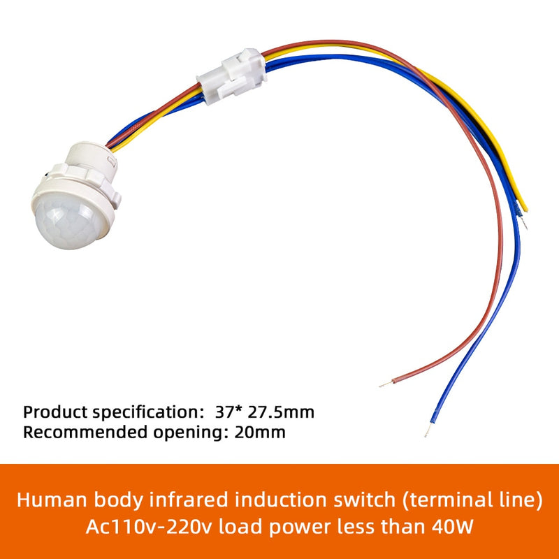 AC110-240V Automatic Sensor Light Switch LED PIR Infrared Motion Sensor Detection Mini LED Sensitive Night Light Indoor Outdoor