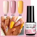 LILYCUTE 3 PCS Gel Nail Polish Set Nude Pink Glitter Sequins Matte Effect Gel Long Lasting Base Top Coat Nail Art Design Hybrid