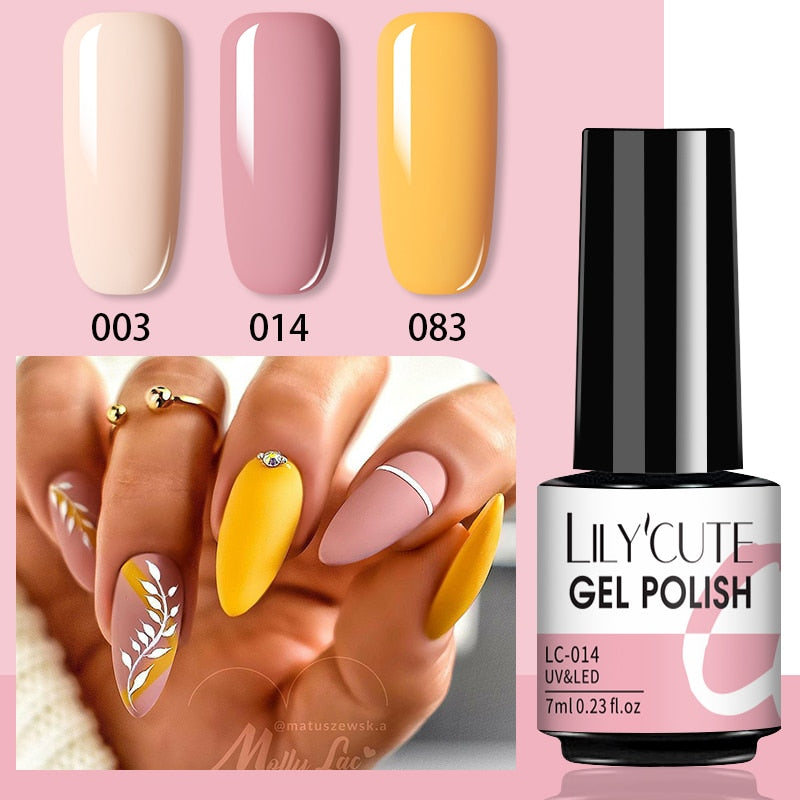 LILYCUTE 3 PCS Gel Nail Polish Set Nude Pink Glitter Sequins Matte Effect Gel Long Lasting Base Top Coat Nail Art Design Hybrid