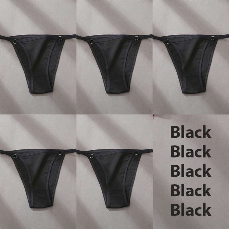 5PCS/Set Sexy Underwear Cotton Panties Women Lingerie Female Underpants Hoop Design Waistband Briefs Intimate Bikini Panty Woman