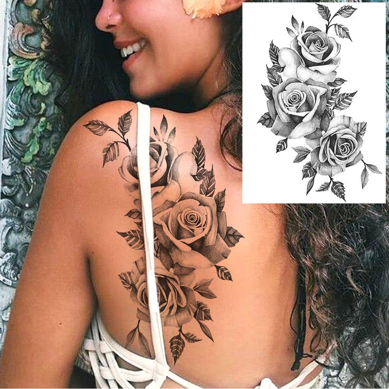 Realistic Sexy Peony Tattoos Temporary Women Adult Flower Arm Tattoos Sticker Waterproof Fake Floral Bloosom Body Leg Art Tatoos
