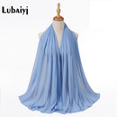 Muslim 2021 New Chiffon Hijab Scarf Women Solid Color Soft Long Shawls and Wraps Islamic Head Scarves Fashion turbante mujer