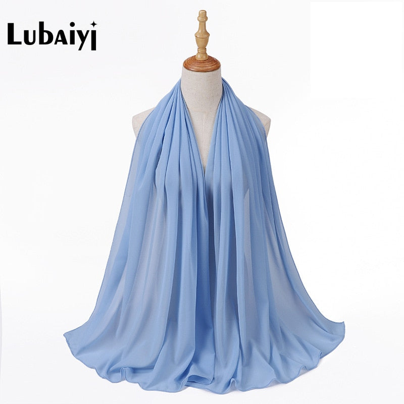 Muslim 2021 New Chiffon Hijab Scarf Women Solid Color Soft Long Shawls and Wraps Islamic Head Scarves Fashion turbante mujer