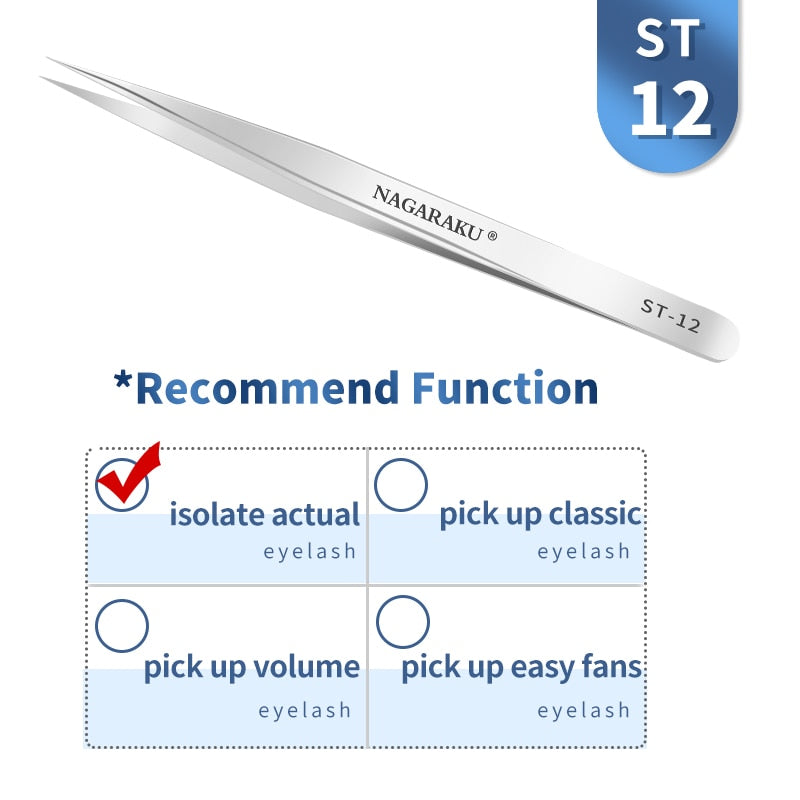 NAGARAKU Eyelash Extension Tweezers False Eyelashes Makeup Stainless Steel Professional Tweezer 3D Accurate Pincet