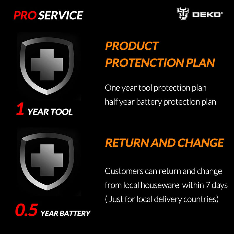 DEKO 12V 16V 20V Cordless Drill Electric Screwdriver Mini Wireless Power Driver Lithium-Ion Battery Home DIY 18+1TorqueSettings