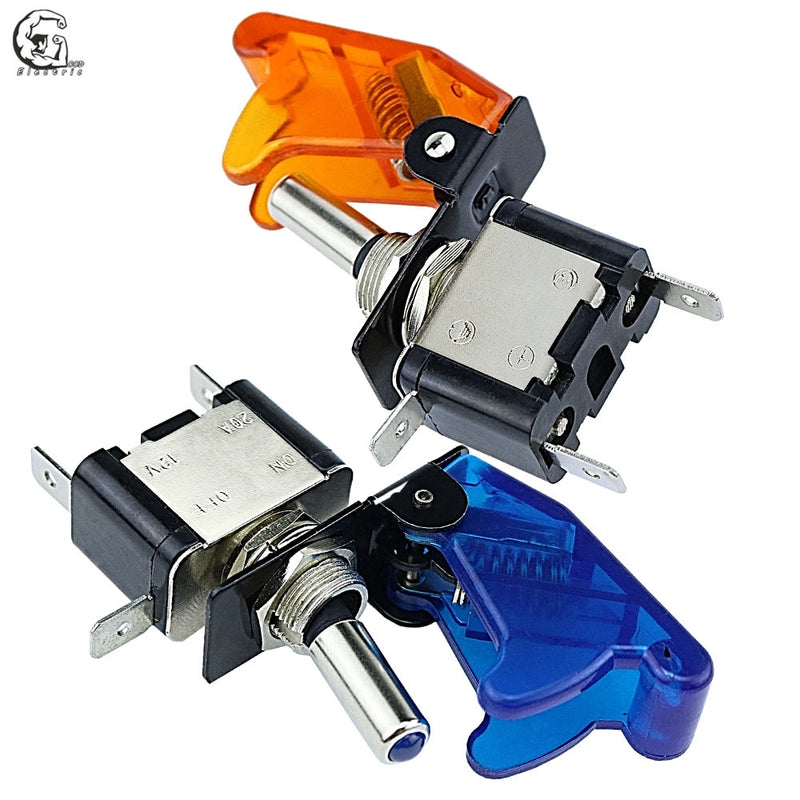 Auto Car Boat Truck Illuminated Led Toggle Switch With Safety Aircraft Flip Up Cover Guard Red Blue Green Yellow White 12V20A