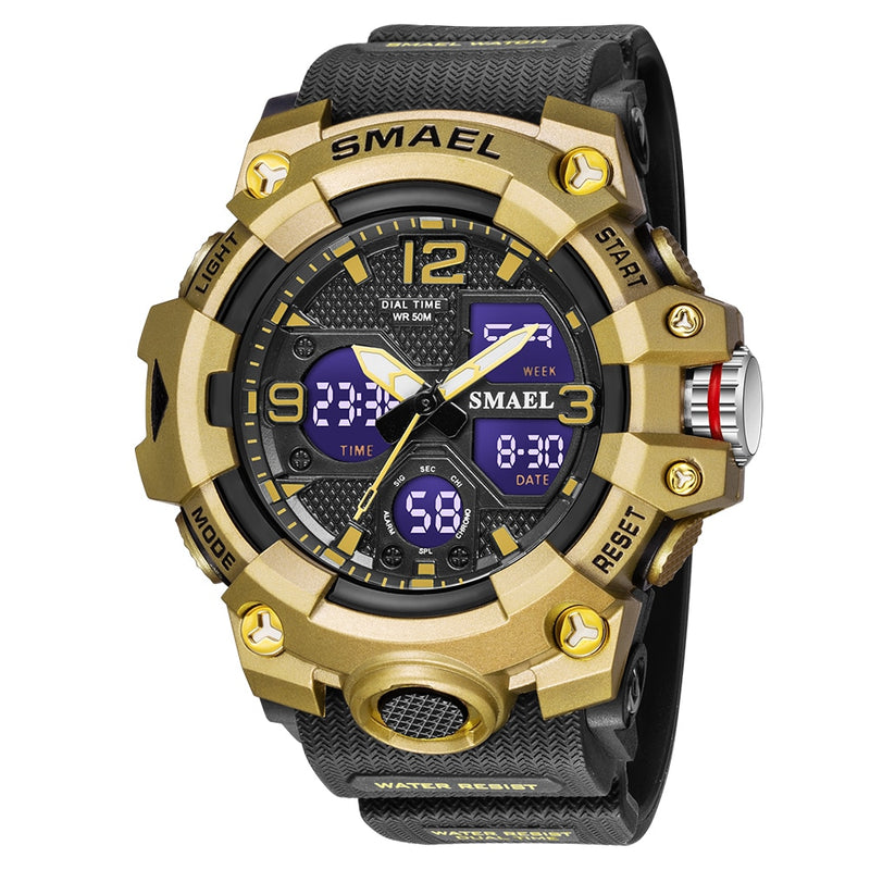 Sport Watch Military Watch For Men Alarm Clock Stopwatch LED Digital Back Light Dual Time Display 8008 Men&