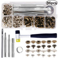 LMDZ Leather Snap Fasteners Kit Press Stud Metal Button Snaps with Hammer Installation Tools for DIY Leather Craft Project