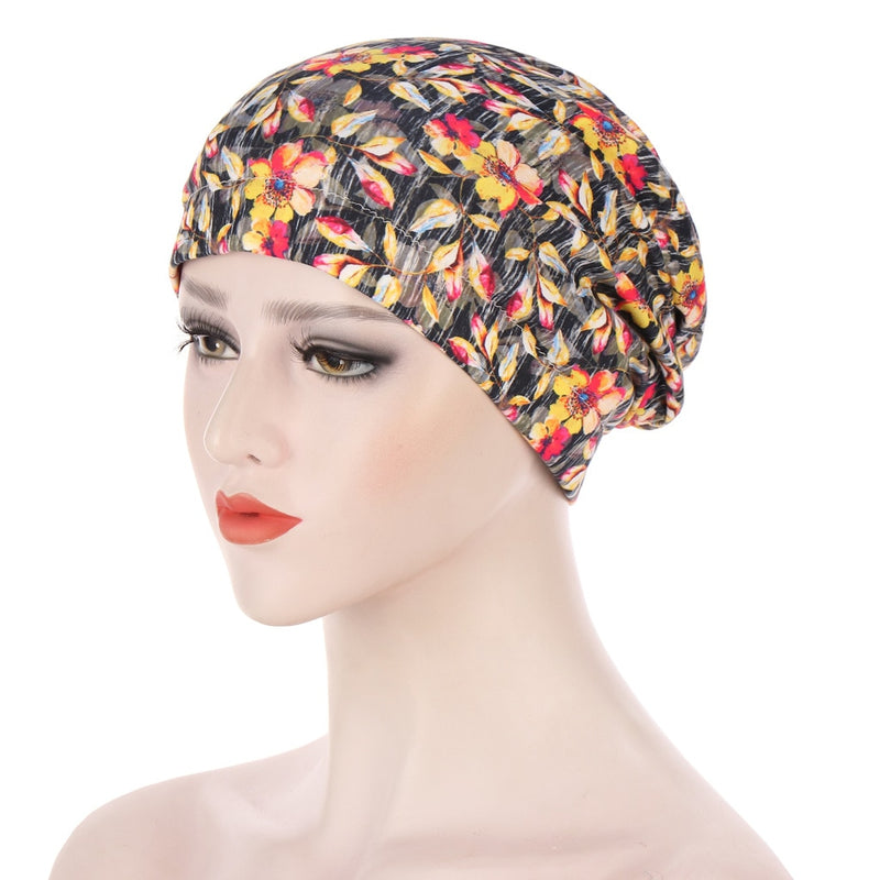 2021 New Elastic Fashion Turban Hat Solid Color Women Warm Winter Headscarf Bonnet Inner Hijabs Cap Muslim Hijab femme Wrap Head