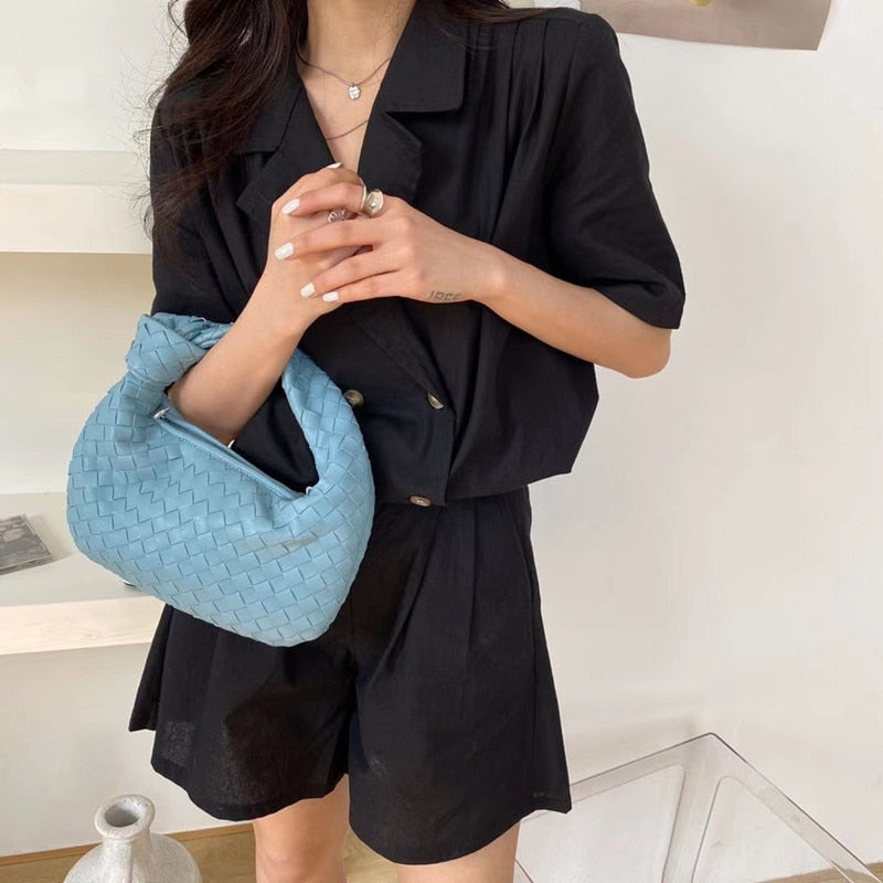 2022 Fashion woven bag luxury designer handbag brand women tote bag lady shoulder bags PU spring bags leather casual handbag