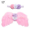2pcs/set Cute Newborn Angel Feather Wings with Baby Girl Rose Flower Headband Hair Accessories for Infant Photography Props