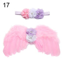 2pcs/set Cute Newborn Angel Feather Wings with Baby Girl Rose Flower Headband Hair Accessories for Infant Photography Props