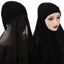 Muslim Chiffon Scarf For Women Fashion Veil Instant Hijab Wrap Headscarf Islam Solid Color Cap Musulman Wrap Scarves 25 Colors